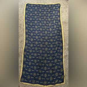 Hermes Dark Blue and Gold Scarf 100% silk